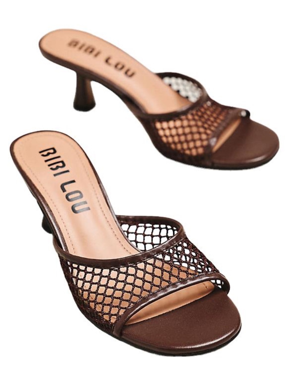 Bibi Lou Mesh Open-Toe Mule Heels